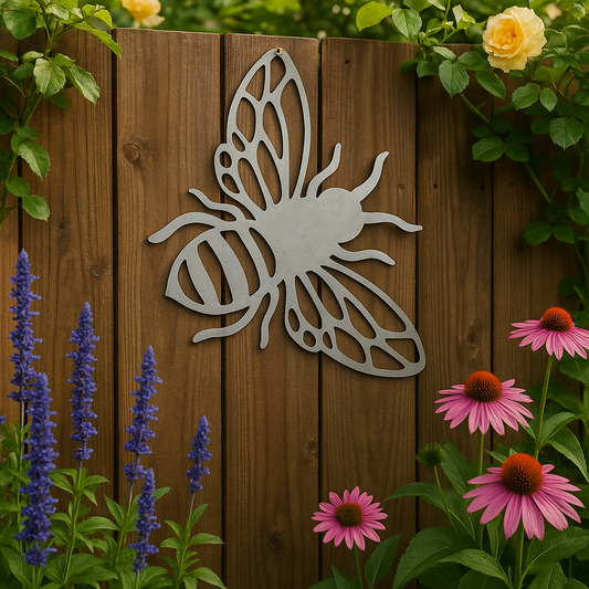 Bee metal garden wall art