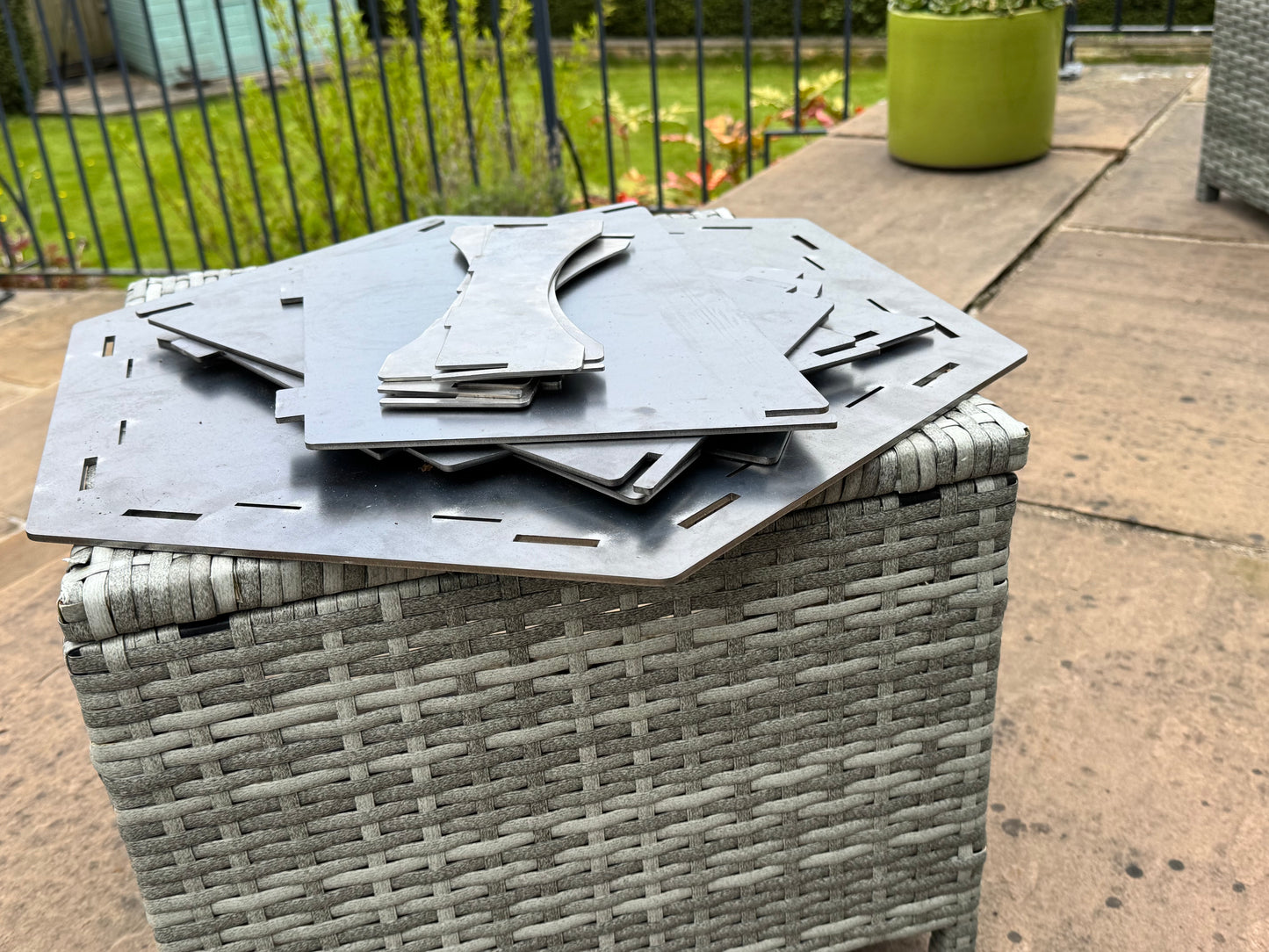 Collapsible hexagonal metal fire pit