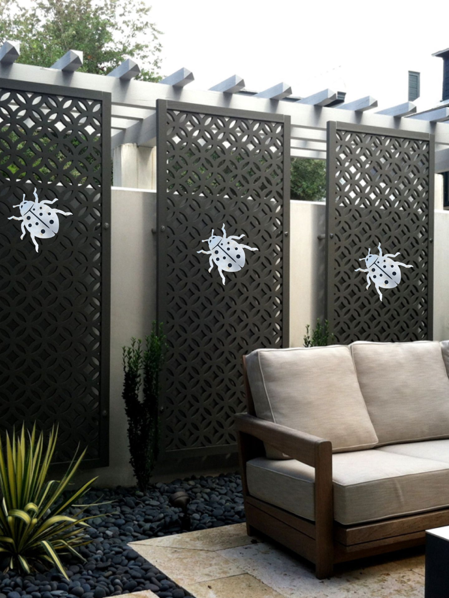 Ladybird metal garden wall art