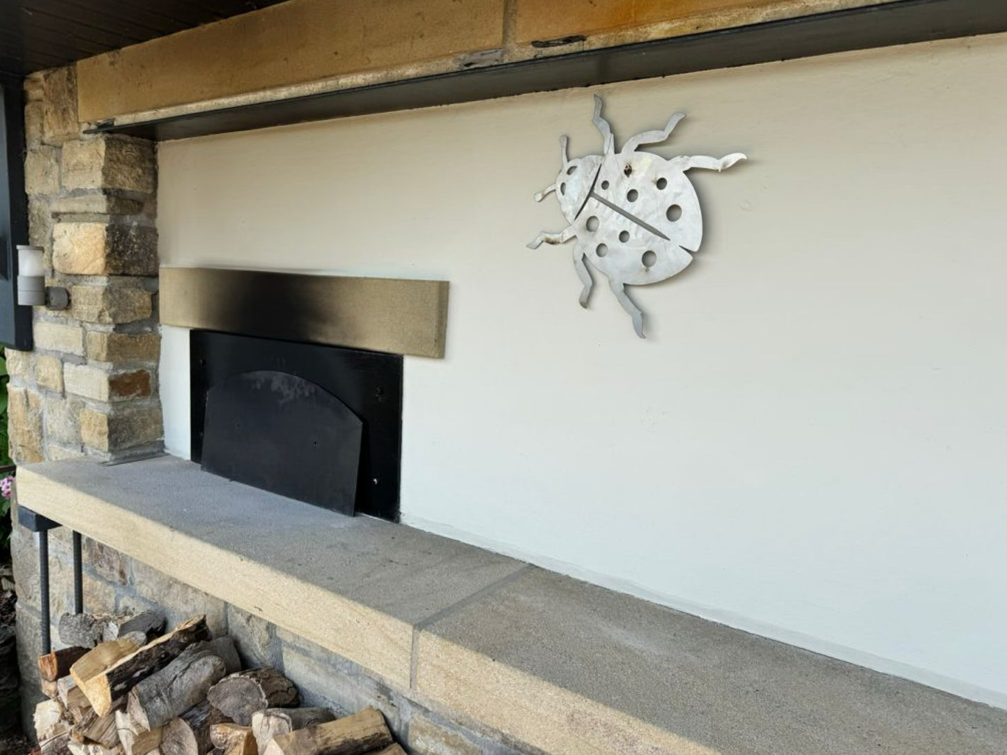 Ladybird metal garden wall art
