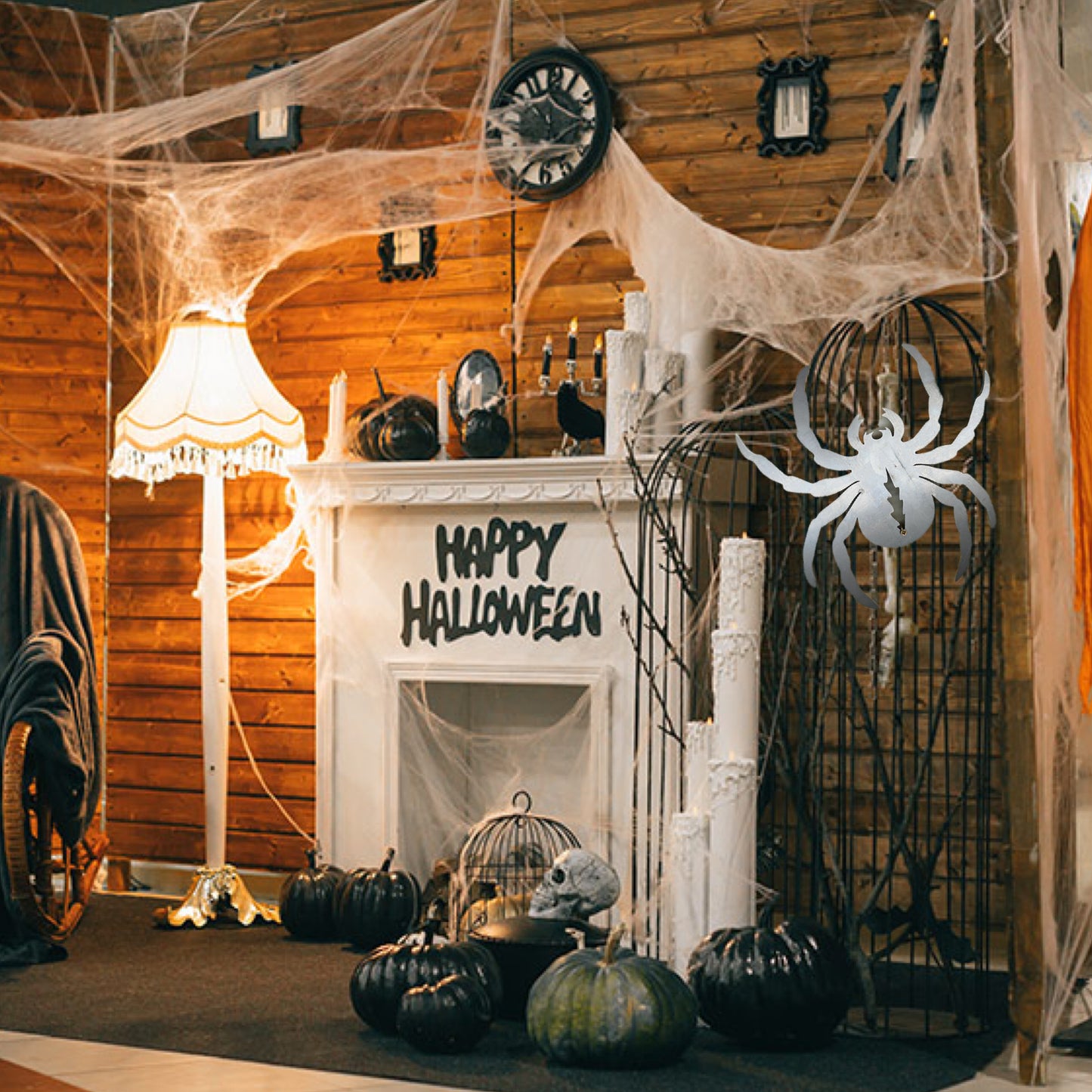 Spider metal garden wall art